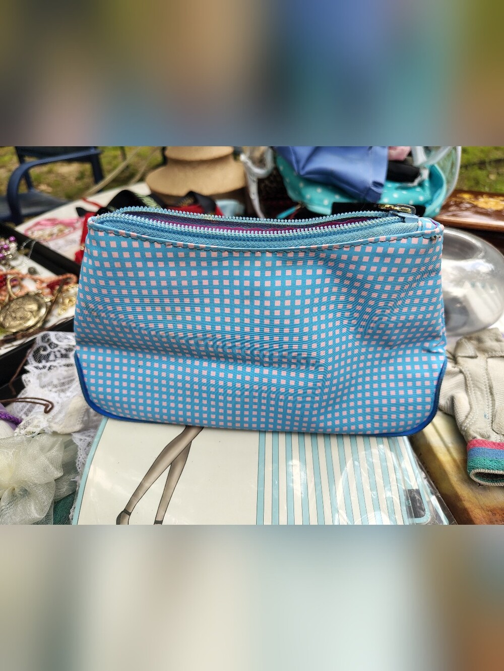 Blue Circle Of Beauty Makeup Bag